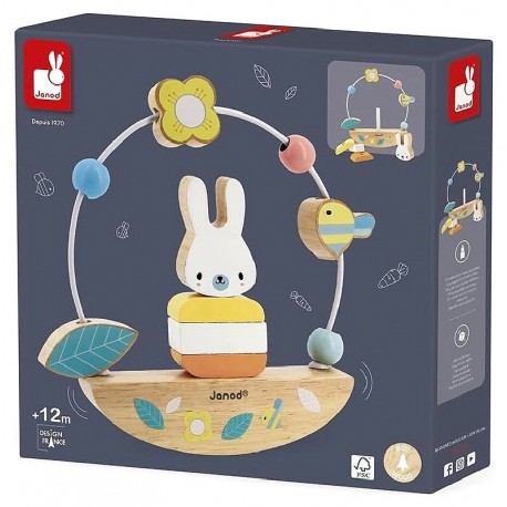 LOOPING BOIS BASCULO LAPIN - GAMME PURE JANOD-3700217351496-Lilojouets-Questembert-Muzillac-Morbihan