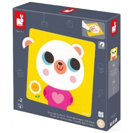 PLATEAU BOIS L'OURS DES EMOTIONS 24X24CM - 30 MAGNETS 7 CARTES MODELES - JANOD-3700217354473-Lilojouets-Questembert-Muzillac-Mor