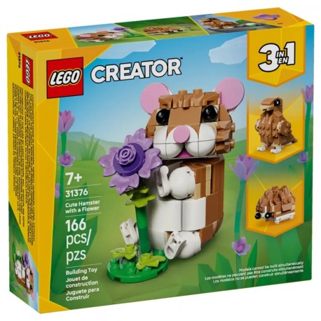 31376 ADORABLE HAMSTER ET LA FLEUR - 166 PIECES - LEGO CREATOR 3EN1-5702018033197-Lilojouets-Questembert-Muzillac-Morbihan