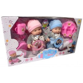 PACK POUPONS JUMEAUX SONORES 24CM AVEC 7 ACCESSOIRES-3437012522607-Lilojouets-Questembert-Muzillac-Morbihan