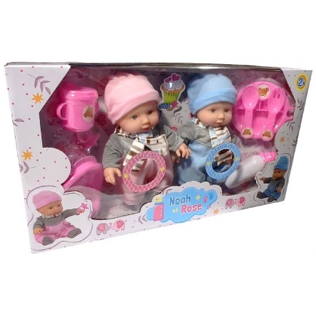 PACK POUPONS JUMEAUX SONORES 24CM AVEC 7 ACCESSOIRES-3437012522607-Lilojouets-Questembert-Muzillac-Morbihan