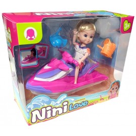 POUPEE NINI LOVE ARTICULÉE 16CM AVEC ACCESSOIRES - ASST JET SKI OU BATEAU