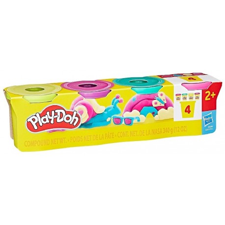 PACK 4 POTS PATE A MODELER COULEURS VIVES - PLAYDOH-5010996293398-Lilojouets-Questembert-Muzillac-Morbihan