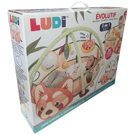 AIRE D'ÉVEIL ET PISCINE A BALLES - EVOLUTIF 3EN1 AVEC ARCHES AMOVIBLES - LUDI-3550833200247-Lilojouets-Questembert-Muzillac-Morb