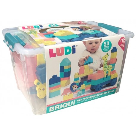 VALISETTE MES PREMIERES CONSTRUCTIONS BRIQUI - 53 BRIQUES  - LUDI-3550833300831-Lilojouets-Questembert-Muzillac-Morbihan