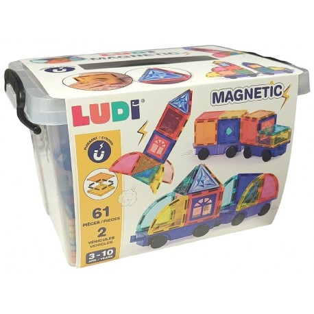 VALISETTE MAGNETIC VÉHICULES 61 PLAQUES MAGNÉTIQUES 8 COULEURS - LUDI-3550833500538-Lilojouets-Questembert-Muzillac-Morbihan