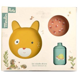 SET VAISSELLE EN SILICONE 3 PIECES - TROIS PETITS LAPINS - MOULIN ROTY-3575676782316-Lilojouets-Questembert-Muzillac-Morbihan
