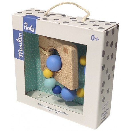 HOCHET ANNEAU DENTITION BOIS ET SILICONE APPAREIL PHOTO - PUCE ET PILOU-3575676840511-Lilojouets-Questembert-Muzillac-Morbihan