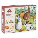 PUZZLES ANIMAUX DU JARDIN 4X12 PIECES AVEC POSTERS - MOULIN ROTY