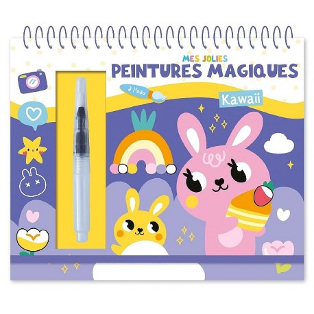 CARNET JOLIES PEINTURES MAGIQUES A L'EAU KAWAII - 1.2.3 SOLEIL-9782384531189-Lilojouets-Questembert-Muzillac-Morbihan