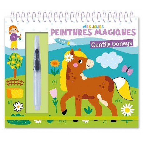 CARNET JOLIES PEINTURES MAGIQUES A L'EAU GENTILS PONEYS - 1.2.3 SOLEIL-9782384532834-Lilojouets-Questembert-Muzillac-Morbihan