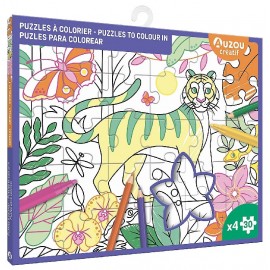 POCHETTE 4 PUZZLES DE 30 PIÈCES A COLORIER - AUZOU CREATIF-9791039552288-Lilojouets-Questembert-Muzillac-Morbihan