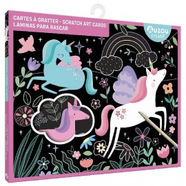 POCHETTE 10 CARTES A GRATTER LICORNES AVEC STYLET - AUZOU CREATIF-9791039555395-Lilojouets-Questembert-Muzillac-Morbihan
