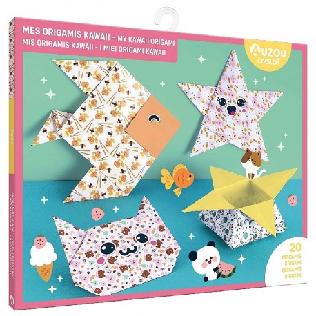 POCHETTE ORIGAMIS KAWAII 20 FEUILLES - AUZOU CREATIF-9791039577359-Lilojouets-Questembert-Muzillac-Morbihan
