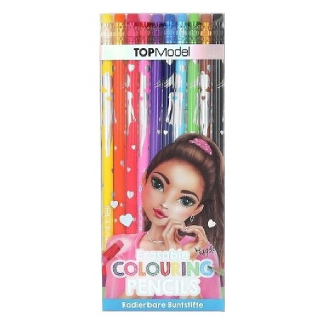 POCHETTE 10 CRAYONS DE COULEURS AVEC GOMME - TOPMODEL-4010070635626-Lilojouets-Questembert-Muzillac-Morbihan