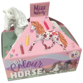 CHEVAL A PEINDRE 14CM AVEC PALETTE PEINTURE 6 COULEURS ET PINCEAU - MISS MELODY-4010070637392-Lilojouets-Questembert-Muzillac-Mo