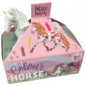 CHEVAL A PEINDRE 14CM AVEC PALETTE PEINTURE 6 COULEURS ET PINCEAU - MISS MELODY