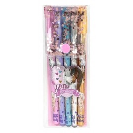 POCHETTE 5 STYLOS BILLE GLITTER ROLLER GEL PAILLETÉ - MISS MELODY - DEPESCHE-4010070699529-Lilojouets-Questembert-Muzillac-Morbi