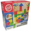 COFFRET 50 BLOCS DE CONSTRUCTION COLORÉS EN BOIS - BLOCKS HEROS