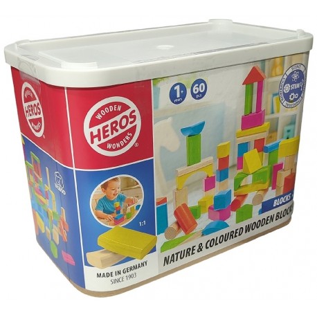 BARIL 60 BLOCS DE CONSTRUCTION COLORÉS EN BOIS - BLOCKS HEROS-4255870200043-Lilojouets-Questembert-Muzillac-Morbihan