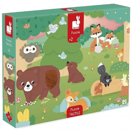 PUZZLE TACTILE LA FORÊT 20 PIÈCES 65X50CM POSTER INCLUS - JANOD-3700217324926-Lilojouets-Questembert-Muzillac-Morbihan