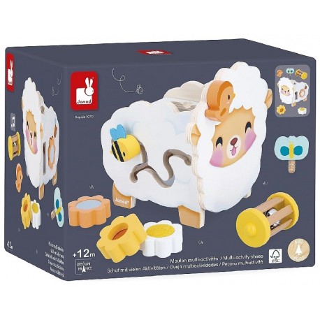 MOUTON MULTI-ACTIVITÉS EN BOIS AVEC 6 ACCESSOIRES - JANOD-3700217333324-Lilojouets-Questembert-Muzillac-Morbihan