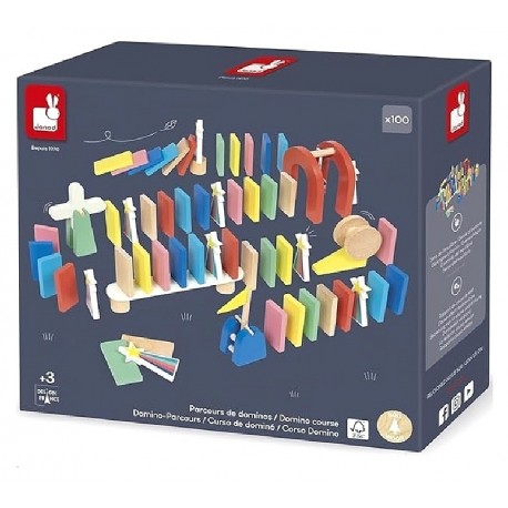 PARCOURS DE DOMINOS 100 PIÈCES EN BOIS - JANOD-3700217344030-Lilojouets-Questembert-Muzillac-Morbihan