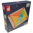 PLATEAU TANGRAM AVEC 7 PIÈCES EN BOIS ET 25 CARTES - JANOD