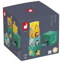 PYRAMIDE CUBES CARTONS ET ANIMAUX EN BOIS - 10 PIÈCES  - GAMME TROPIK JANOD