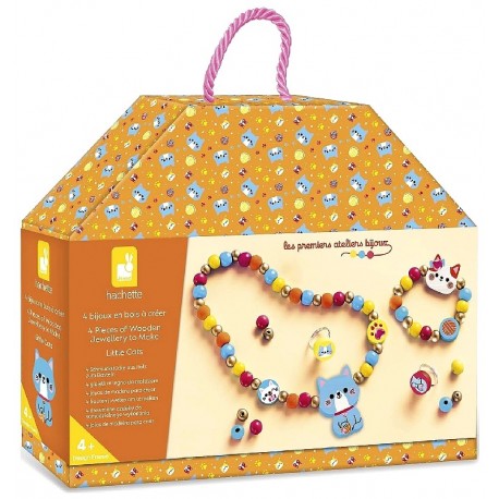 VALISETTE 4 BIJOUX EN BOIS A CREER PETITS CHATS - PREMIERS ATELIERS BIJOUX JANOD-3700217391140-Lilojouets-Questembert-Muzillac-M