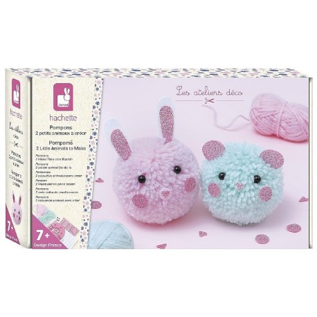 COFFRET POMPONS 2 PETITS ANIMAUX A CRÉER - LES ATELIERS DÉCO JANOD-3700217390334-Lilojouets-Questembert-Muzillac-Morbihan