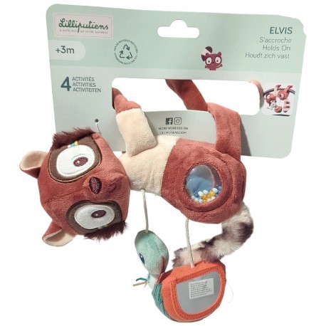 PELUCHE D'ACTIVITÉS ELVIS LE LÉMURIEN 23CM QUI S'ACCROCHE - LILLIPUTIENS-5414834836813-Lilojouets-Questembert-Muzillac-Morbihan