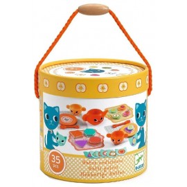 BARIL DINETTE EN BOIS - 35 PIÈCES - CHATS GOURMANDS DJECO-3070900055049-Lilojouets-Questembert-Muzillac-Morbihan