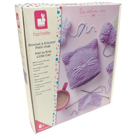 COFFRET BONNET A TRICOTER PETIT CHAT - DÈS 8 ANS - LES ATELIERS DÉCO JANOD-3700217390310-Lilojouets-Questembert-Muzillac-Morbiha