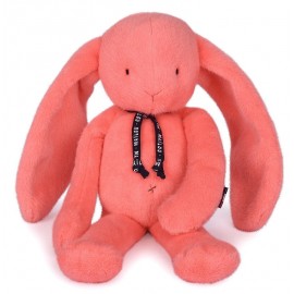 PELUCHE LAPIN MÉLOÉ CORAIL ACIDULÉ 37CM - MAÏLOU - FABRICATION FRANÇAISE-3701221503321-Lilojouets-Questembert-Muzillac-Morbihan