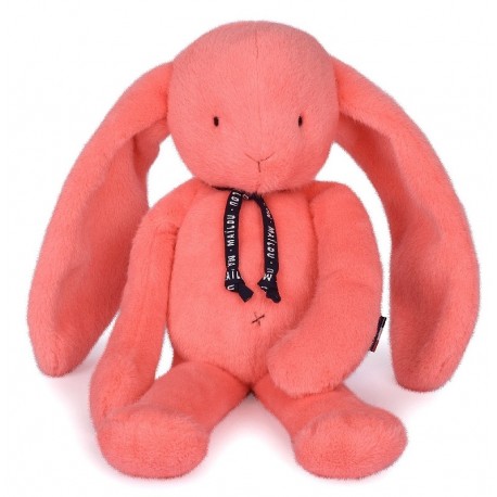 PELUCHE LAPIN MÉLOÉ CORAIL ACIDULÉ 37CM - MAÏLOU - FABRICATION FRANÇAISE-3701221503321-Lilojouets-Questembert-Muzillac-Morbihan