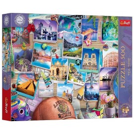 PUZZLE SOUVENIRS DU VOYAGE 500 PIÈCES 48X34CM POSTER INCLUS - TEA TIME TREFL-5900511376166-Lilojouets-Questembert-Muzillac-Morbi