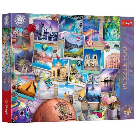 PUZZLE SOUVENIRS DU VOYAGE 500 PIÈCES 48X34CM POSTER INCLUS - TEA TIME TREFL-5900511376166-Lilojouets-Questembert-Muzillac-Morbi