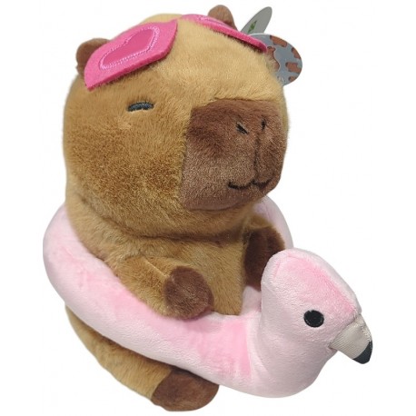 PELUCHE CAPYBARA NATATION 25CM AVEC BOUÉE PELUCHE ASST-5050565949837-Lilojouets-Questembert-Muzillac-Morbihan