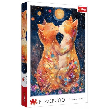 PUZZLE BAISER DE CHATS AU CLAIR DE LUNE 500 PIÈCES 34X48CM - TREFL-5900511375466-Lilojouets-Questembert-Muzillac-Morbihan