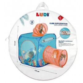 CABANE CUBE EXPLORATEUR POP-UP 80X80X80CM PLIABLE INTÉRIEUR EXTÉRIEUR - LUDI-3550833901137-Lilojouets-Questembert-Muzillac-Morbi