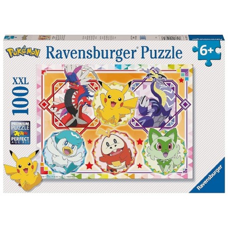 PUZZLE POKEMON ÉCARLATE ET VIOLET - 100 PIÈCES XXL 49X36CM - RAVENSBURGER-4005555010753-Lilojouets-Questembert-Muzillac-Morbihan