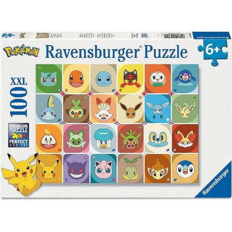 PUZZLE PORTRAITS DE POKEMON - 100 PIÈCES XXL 49X36CM - RAVENSBURGER-4005555043201-Lilojouets-Questembert-Muzillac-Morbihan
