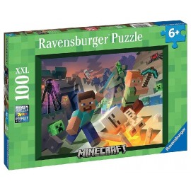 PUZZLE MONSTRES DE MINECRAFT - 100 PIÈCES XXL 49X36CM - RAVENSBURGER-4005556133338-Lilojouets-Questembert-Muzillac-Morbihan