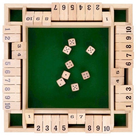 JEU SHUT THE BOX EN BOIS 29X29X4CM - 8 DÉS 4 JOUEURS DÈS 6 ANS-8716096011753-Lilojouets-Questembert-Muzillac-Morbihan