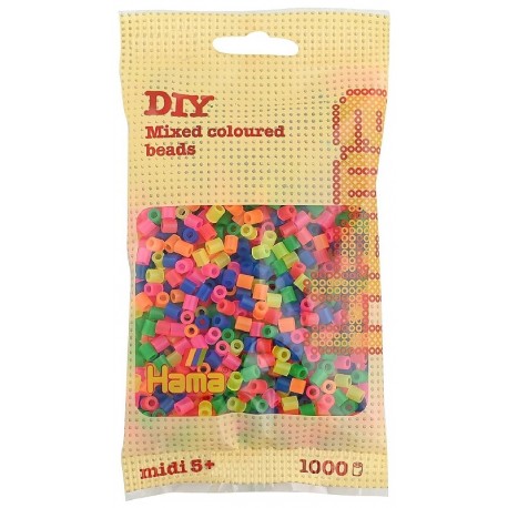 SACHET 1000 PERLES COULEUR NÉON A REPASSER - HAMA MIDI-0028178207519-Lilojouets-Questembert-Muzillac-Morbihan