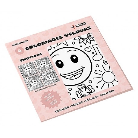 PACK 4 COLORIAGES VELOURS ÉMOTIONS 18X18CM A COLORIER PEINDRE ET HISTOIRE AUDIO-0726529466492-Lilojouets-Questembert-Muzillac-Mo