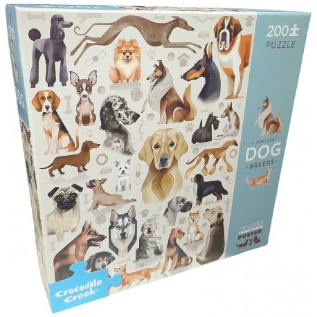 PUZZLE CHIENS 200 PIÈCES 45X61CM - POSTER INCLUS - CROCODILE CREEK-0732396270032-Lilojouets-Questembert-Muzillac-Morbihan