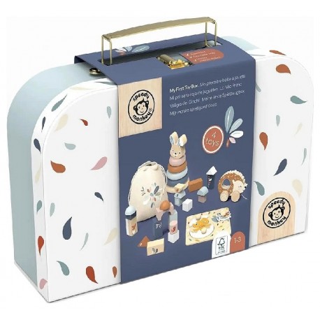 VALISETTE PREMIÈRE BOITE A JOUETS - 4 JOUETS BOIS DE 12 A 36 MOIS - SPEED MONKEY-0850047013392-Lilojouets-Questembert-Muzillac-M