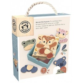 COFFRET PUZZLE D'ASSOCIATION ANIMAUX EN BOIS 15 PIÈCES DÈS 2 ANS - SPEEDY MONKEY-0850047013804-Lilojouets-Questembert-Muzillac-M